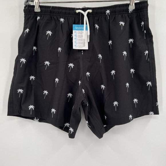 Bermies Other - Bermies Men's Classic Swim Shorts Trunks in Black Palm Trees sz L 6" Inseam NWT